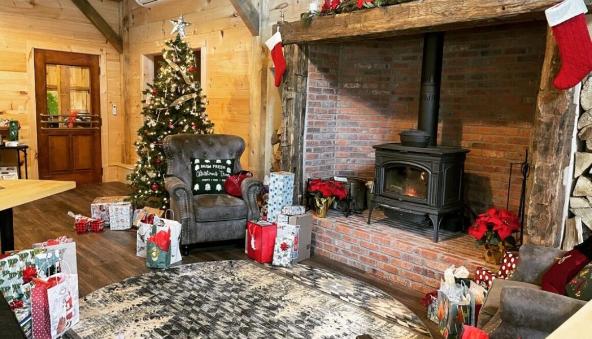 Christmas cabin scene