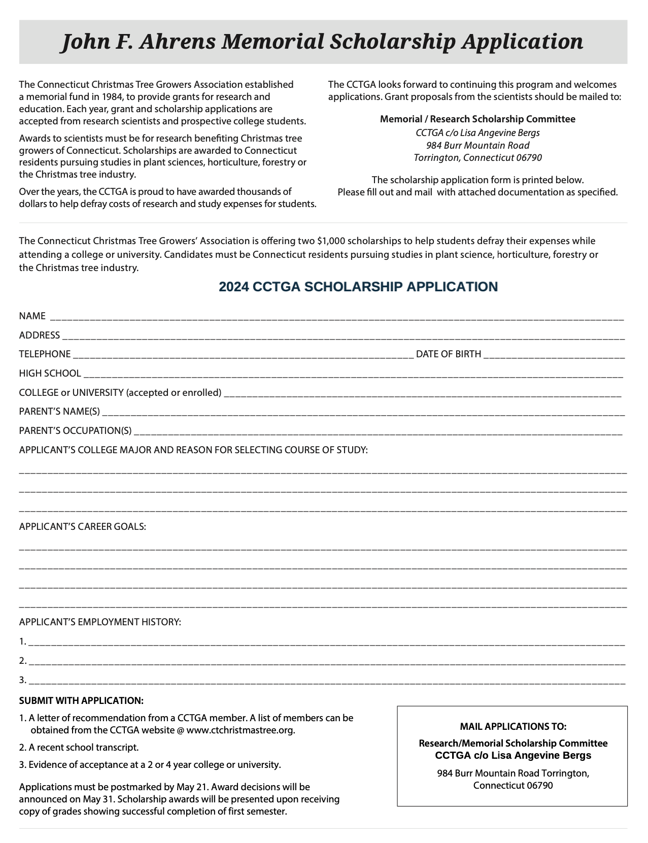 Scholarship Application 2024